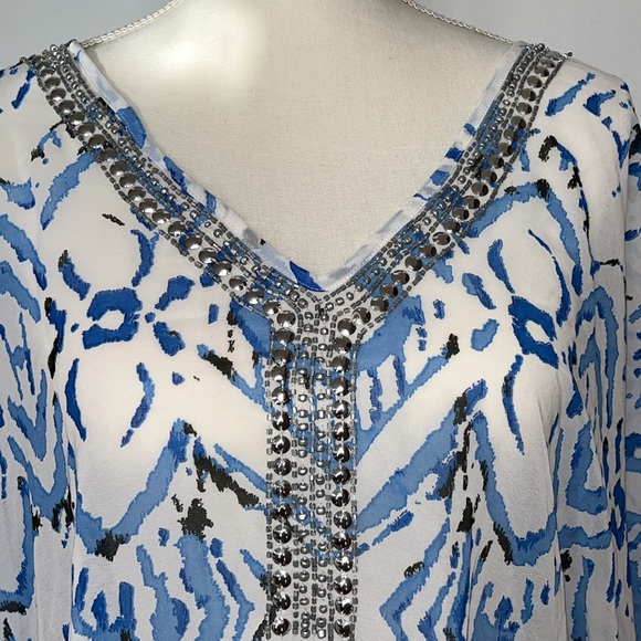 Ikat print beaded coverup size large Nwt - Picture 3 of 10